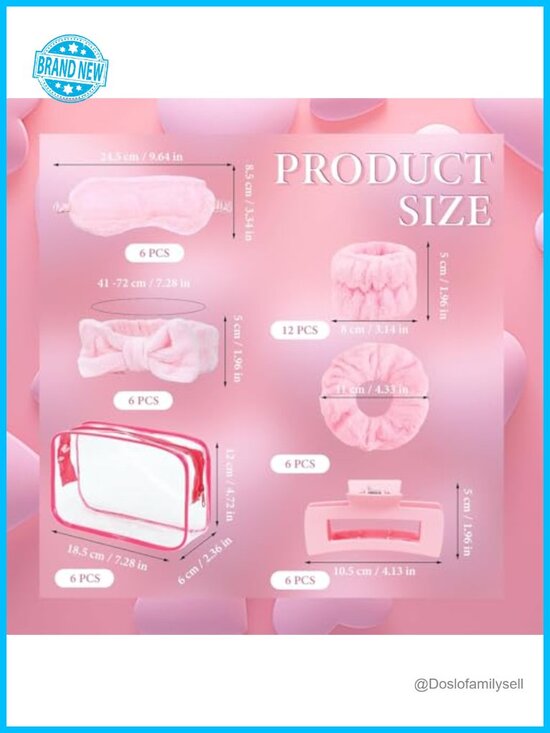 42-Piece Spa Party Favors Set with Headbands, Eye Masks, Claw Clips, Cosmetic main image 4